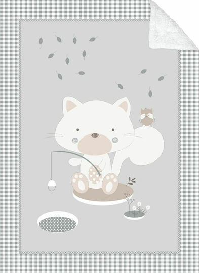 Kikka Boo Decke Wickeltücher für Kinderzimmer Polar Fisher Samt Gray 80x110cm