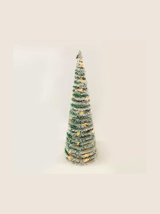 Beleuchtet Weihnachtsdekoration Schneebedeckt Baum Kegel 90cm Batterie Grün Green Rattan Cone Tree With Snow