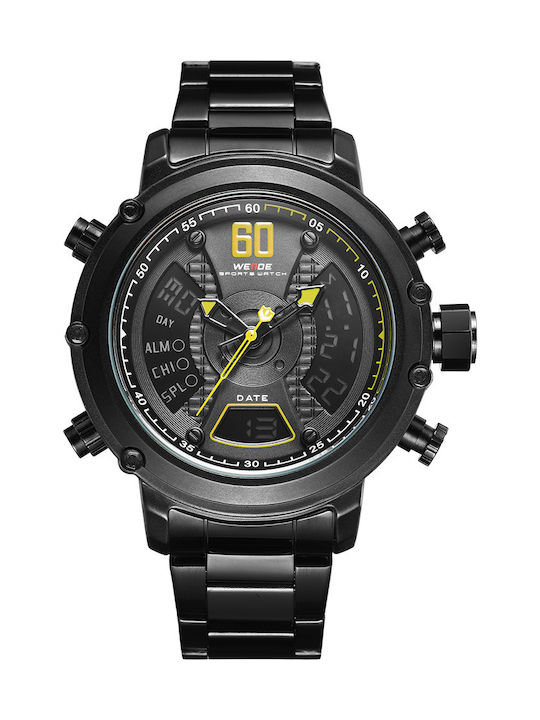 Weide Herrenuhr 50mm Batterie mit Schwarz Metal...