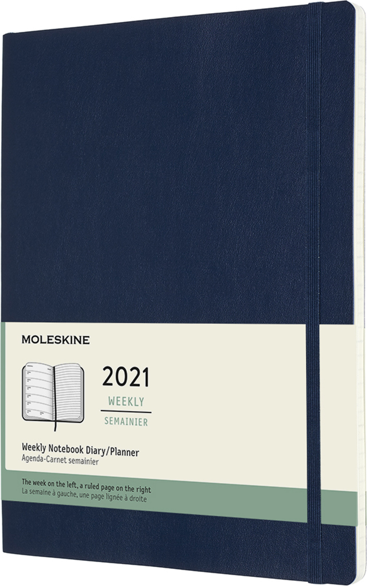 Moleskine Ατζέντα 2021 12Month Weekly Notebook Planner XL 19x25cm Sapphire Blue Soft Cover