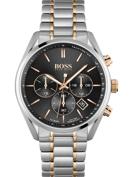 Boss Champion Ανδρικό Ρολόι 44mm Χρονογράφος Μπ...