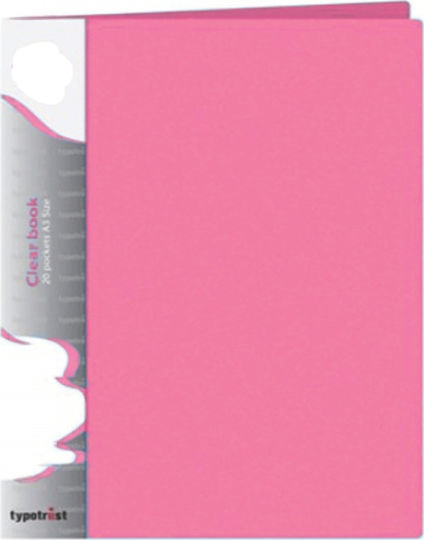 Typotrust Mappe Suppl mit 30 Plastikhüllen Folien für Papier A4 Rosa 1Stück