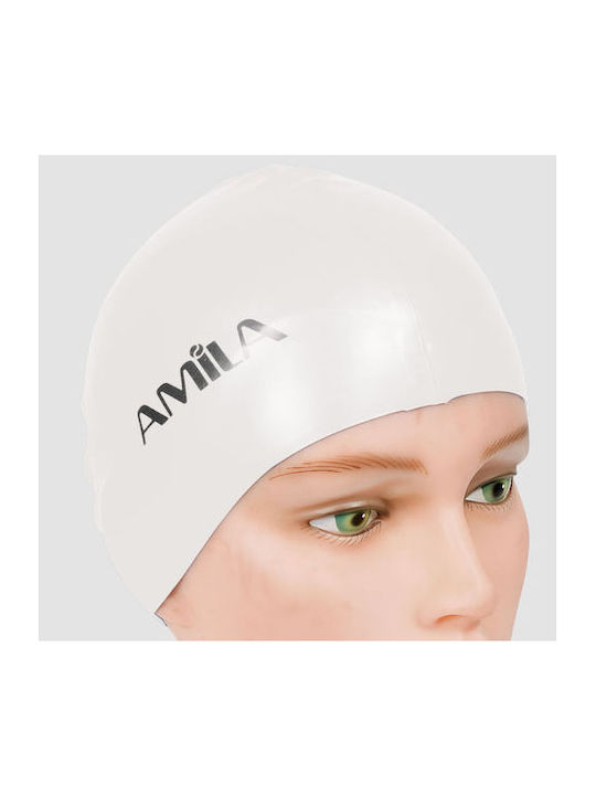 Amila Silicone Adults Swimming Cap White