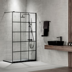 Devon Iwis Decor Walk-in Διαχωριστικό Ντουζιέρας 117-119x200cm Clean Glass Black Matt