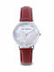 Gaia Pearl Women's Watch with Burgundy Leather Strap
