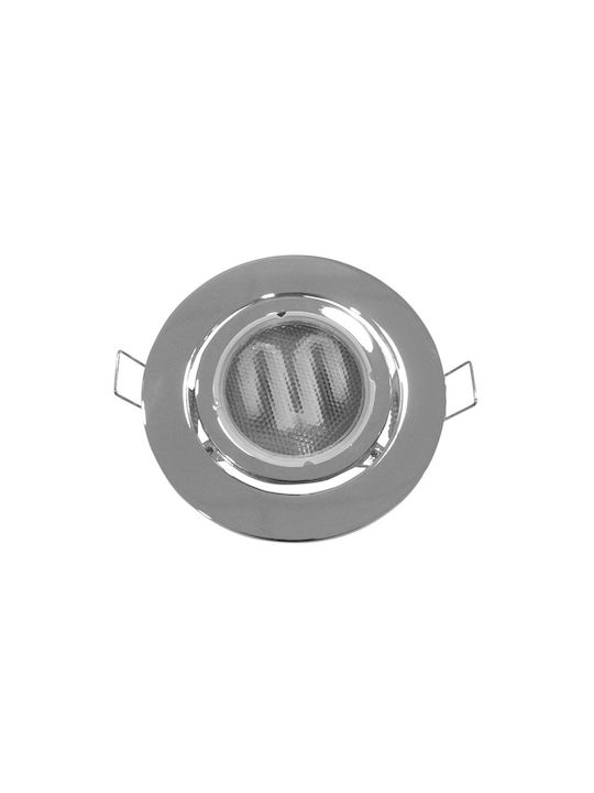 Adeleq WL618 Round Metallic Recessed Spot with Socket GU10 MR16 Adjustable Silver 10.1x10.1cm.