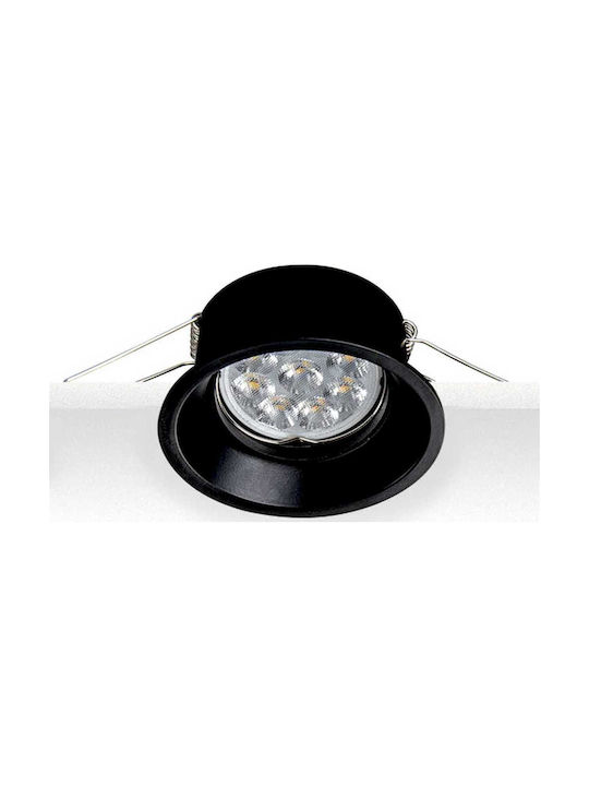 Zambelis Lights Στρογγυλό Μεταλλικό Χωνευτό Σποτ με Ντουί GU10 σε Μαύρο χρώμα 8.6x8.6cm