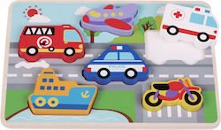 Ξύλινο Παιδικό Puzzle Σφηνώματα Στην Κίνηση 5pcs Jumini
