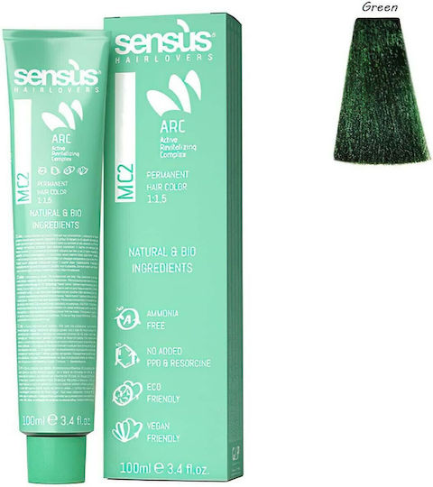 Sensus MC2 Vegan Friendly Booster Βαφή Μαλλιών Χωρίς Αμμωνία Green 100ml
