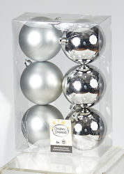 Set of 6 Silver Plastic Ball Ornaments 8cm Set of 6 Silver Plastic Ball Ornaments 8cm