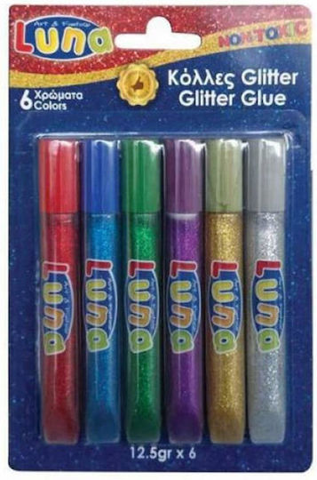 Luna Kleber Glitter Mehrfarbig 12gr Set 6Stück