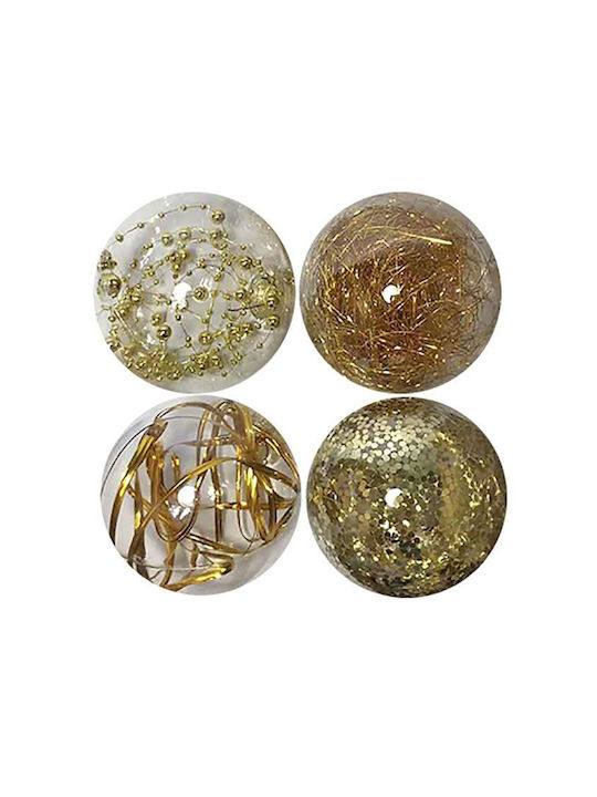93-2525 Hanging Ball Ornament Ornament Plastic Gold 10cm Set 4pcs