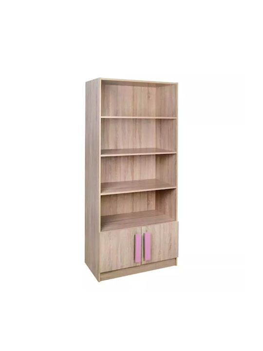 Kids Wooden Bookcase Playroom Beige 80x35x180cm
