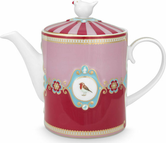 PiP Studio Love Birds Medalion Teekanne Porzellan Rosa 1300ml