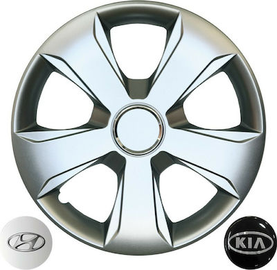 Croatia Cover Car Hubcap Set Hyundai i30/Kia Ceed with Hyundai Emblem 15" 4pcs Silver