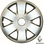 Croatia Cover Car Hubcap Set Renault Clio III/Megane III with Renault Emblem 15" 4pcs Silver