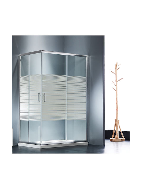 Starlet Corner Entry CS10070S-100 Cabin for Shower with Sliding Door 100x70x180cm Stripes