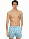 John Frank Flamingo Herren Badebekleidung Shorts Hellblau mit Mustern