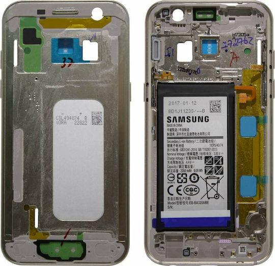 Samsung Μεσαίο Πλαίσιο Χρυσό για Galaxy A3 2017