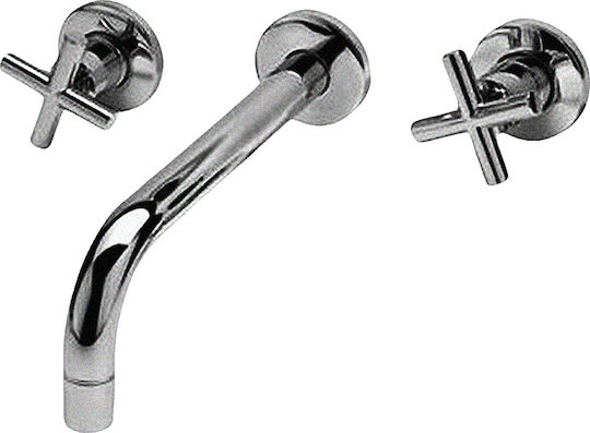 Gloria Orizontal Built-In Mixer & Spout Set for Bathroom Sink with 1 Exit Chrome