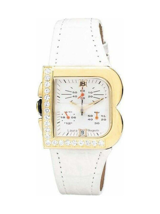 Laura Biagiotti Watch with White Leather Strap LB0002L-08Z