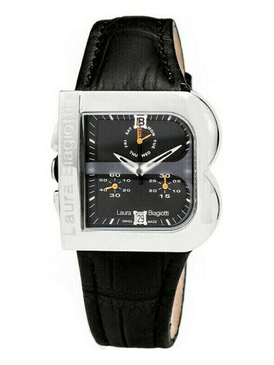 Laura Biagiotti Women's Watch Chronograph with Black Leather Strap