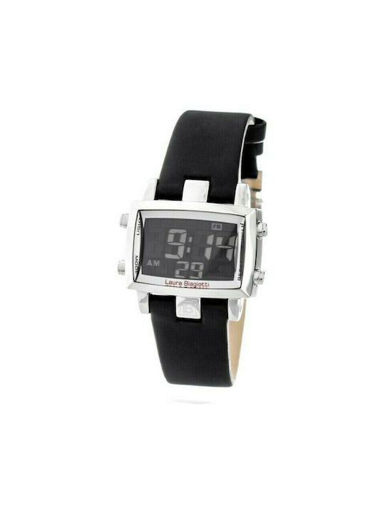 Laura Biagiotti Digital Uhr mit Schwarz Lederarmband LB0015M-03
