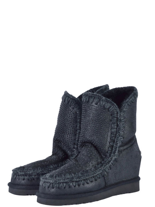 MOU Inner Wedge Boots Crystals Negru