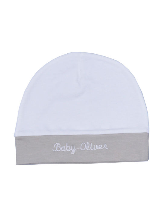 Baby Oliver Kinder Mütze Stoff Weiß für Neugeborene