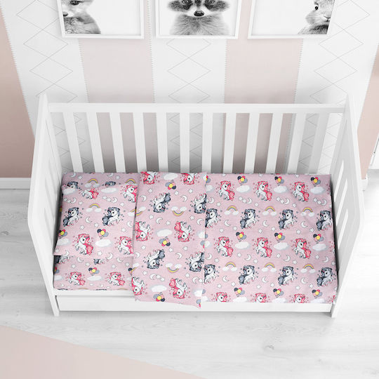 Dimcol Βρεφική Παπλωματοθήκη Unicorn 107 Lilac 120x160εκ.