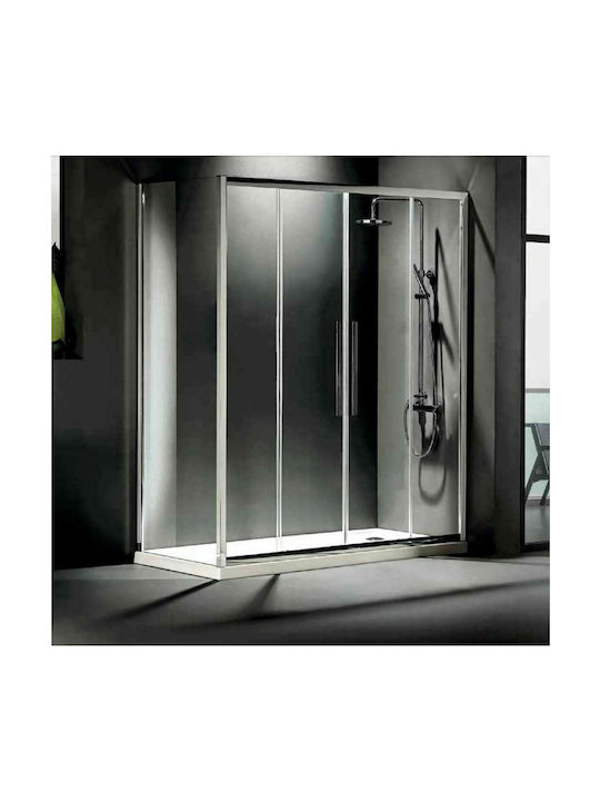 Devon Flow Slider 2+2 Διαχωριστικό Ντουζιέρας με Συρόμενη Πόρτα 167-171x195cm Clean Glass Chrome