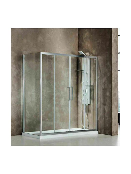 Devon Primus Plus Slider 2+2 SL2T190C-100 Shower Screen for Shower with Sliding Door 187-191x195cm Clean Glass Chrome