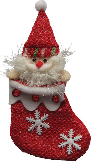 Weihnachtliche Dekorative Socke mit Άγιο Βασίλη Höhe 25cm. Rot