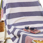 Whitegg Beach Towel Pareo Blue with Fringes 90x160cm.