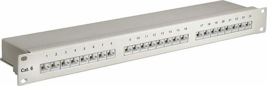 Goobay Patch Panel for Rack 1U 19" with 24 cat6 Ports Gray