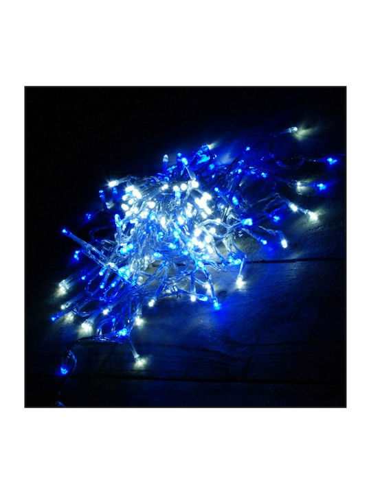 100 Λαμπάκια LED 8μ Μπλε σε Σειρά με Διαφανές Κ...