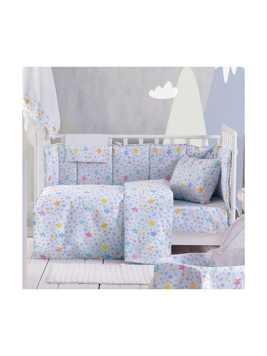Rythmos Set Copertă de Pătuț cu Față de Pernă Glow Albastră 110x160cm.