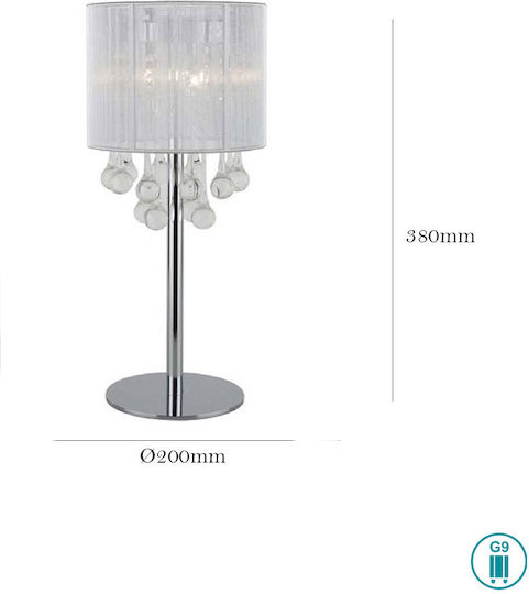 Sun Light Кристална Настолна лампа за Цокъл G9 с Сребрист Абажур и Основа