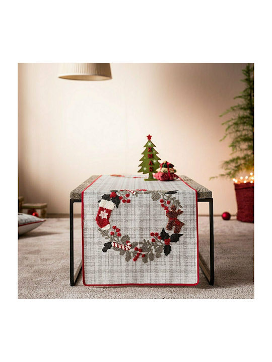 Gofis Home 790B Weihnachts- Tischtuch Läufer Stoff Gray B120xL40cm. 1Stück