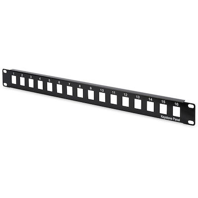 Digitus Patch Panel Keystone for Rack 1U 19" with 16 Ports Black