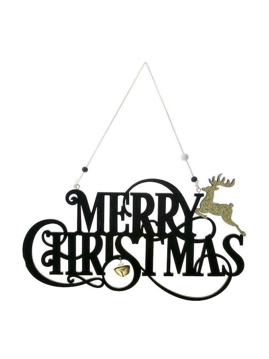 Iliadis Christmas Wooden Figure Sign Black Length 32cm Merry Christmas Merry Christmas