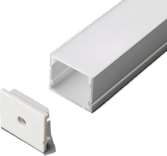 V-TAC На открито Алуминиев Профил за LED Лента с Опал Покритие 200x3x2см.