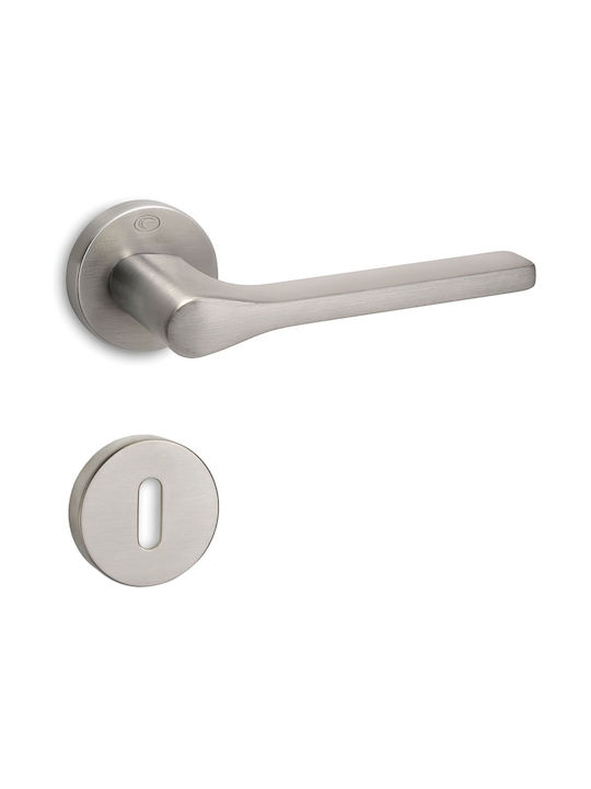 Buton Convex Ușa Din Mijloc Rosette 1515 Pereche Cu Mâner Nichel