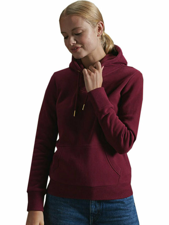 Superdry Tonal Embossed Hanorac pentru Femei Cu glugă Burgundy