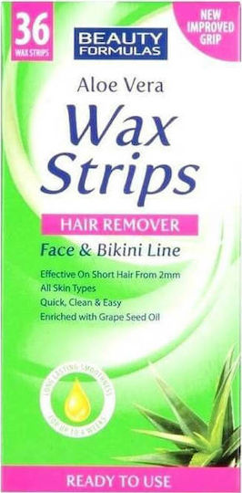 Beauty Formulas Aloe Vera Wax Strips Wax Strips for Face 36pcs