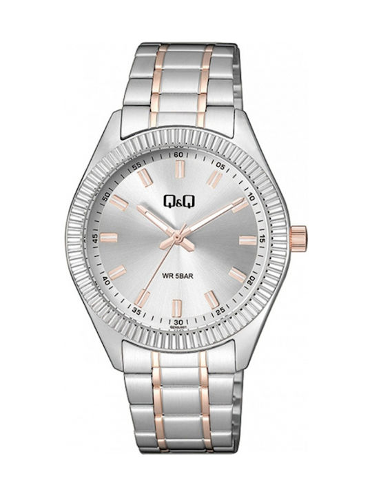 Q&Q Watch Battery with Silver Metal Bracelet QZ48J401