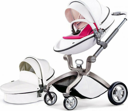 Hot Mom F22 Adjustable 2 in 1 Baby Stroller Suitable for Newborn White 18.5kg