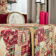 Teoran Tinsel Christmas Tablecloth Round Fabric Red D180cm.