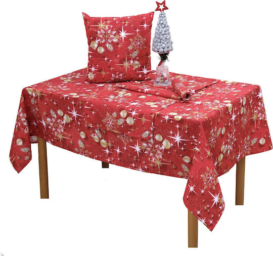 Viopros Christmas Tablecloth Square Fabric Red L85xW85cm.