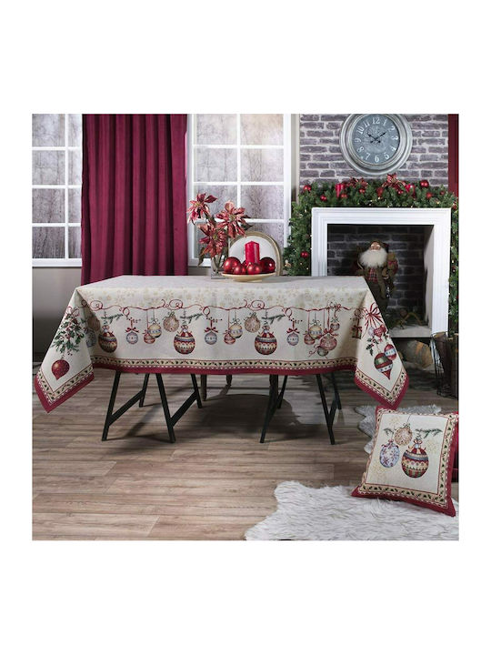 Teoran Noel Weihnachts- Tischtuch Stoff Beige B140xL140cm. 1Stück noel-trapezomantilo-69479